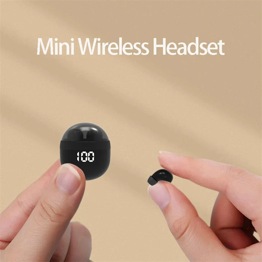 Mini SK18 Invisible Headphones Wireless Bluetooth 5.3 Headphones Bass Sleeping Headphones with Microphone Noise Cancellation HD - Universal Market