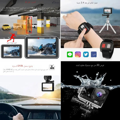 Action Camera F6W Wireless Mic 5K 4K60FPS 48MP 2.2" Touch LCD EIS Dual Screen Wi-Fi 170D Waterproof 30M 8X Zoom Sports Camera