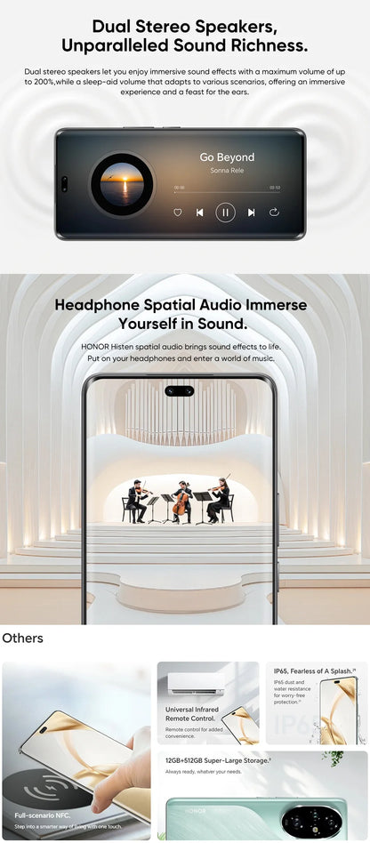 HONOR 200 Pro Global Version 6.78'' 5G Smartphone Snapdragon 8s Gen 3 120Hz AMOLED Display 5200mAh Battery 100W SuperCharge