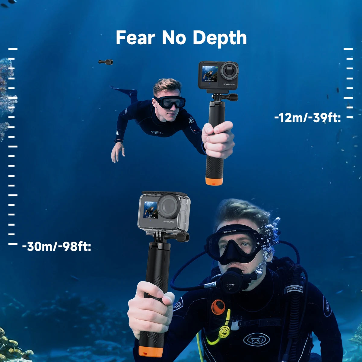 SVBONY SVGo3 Action Camera 4K30 Waterproof Dual LCD Screens Sports Camera with Quick Release Mount for Surfing Cycling Vlog