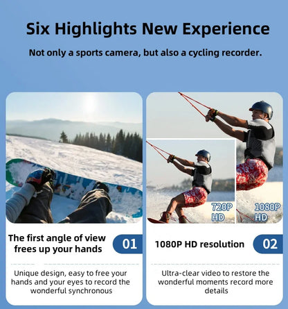 1080P HD Outdoor Sports Camera Anti-shake Waterproof WiFi Action Camera Long Battery Life Hands-Free 120° Wide-angle 1080P