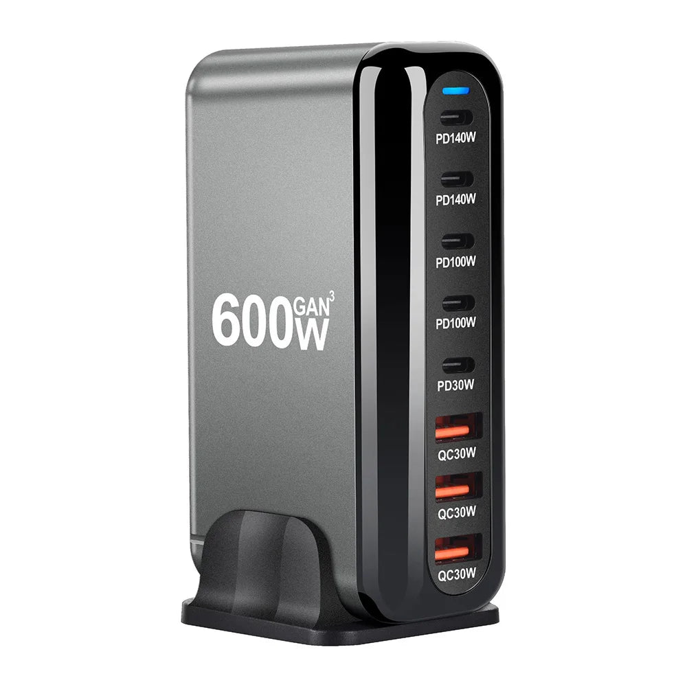 2025 New 600W GaN 8-port Fast Charger Type C 5C3A PD USB C Fast Charging Station PD3.1 Adapter for Phone and Tablet Dropshipping