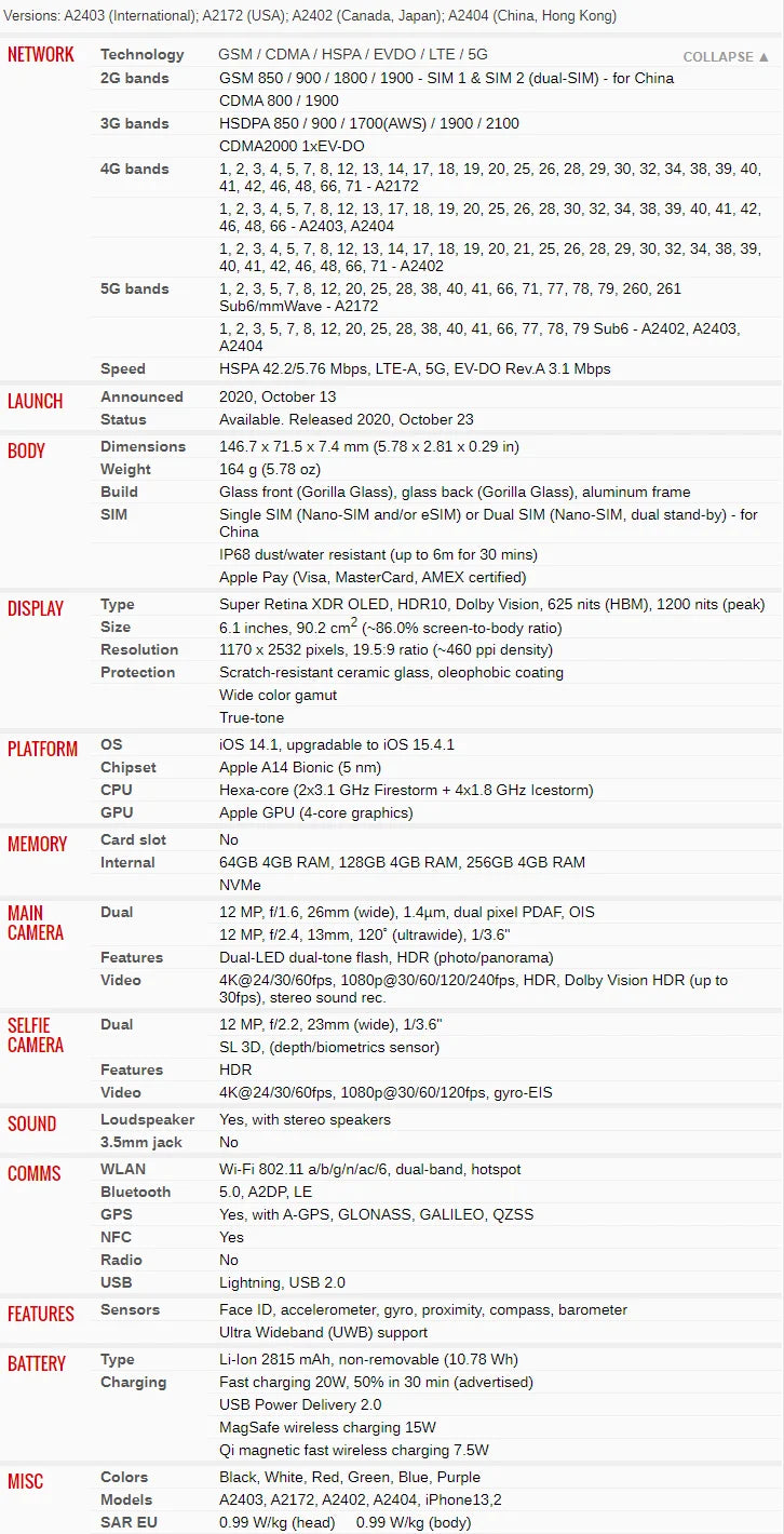 CN&US Version Original Apple iPhone 12 64GB 128GB 256GB ROM 6.1" Genuine Super Retina OLED Face ID NFC IOS Unlocked 5G iPhone12 - Universal Market