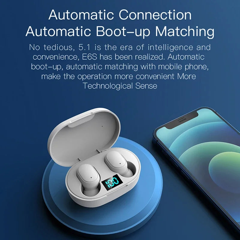E6S TWS Bluetooth Earphones Wireless Bluetooth Headset Noise Cancelling Headsets With Microphone Headphones For Xiaomi Redmi - Universal Market