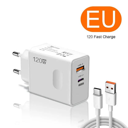 Xiaomi 120w EU US UK Mobile Phone Charger Super Fast Charging Head Flash Charging Suitable For Apple Xiaomi Huawei Samsung 2025