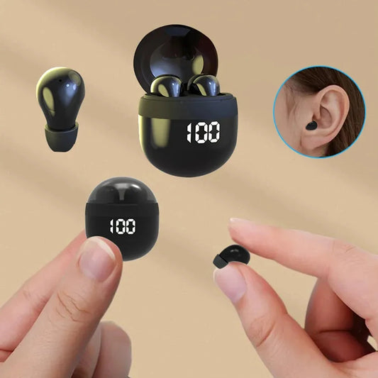 Mini SK18 Invisible Headphones Wireless Bluetooth 5.3 Headphones Bass Sleeping Headphones with Microphone Noise Cancellation HD - Universal Market