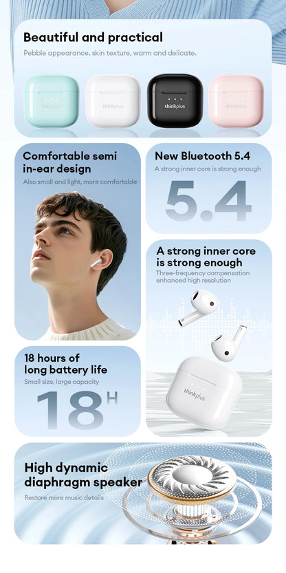 Choice Lenovo LP23 Bluetooth 5.4 Earphones HiFi Music Headset Wireless TWS Headphones Noise Reduction Sport Gaming Headphones - Universal Market