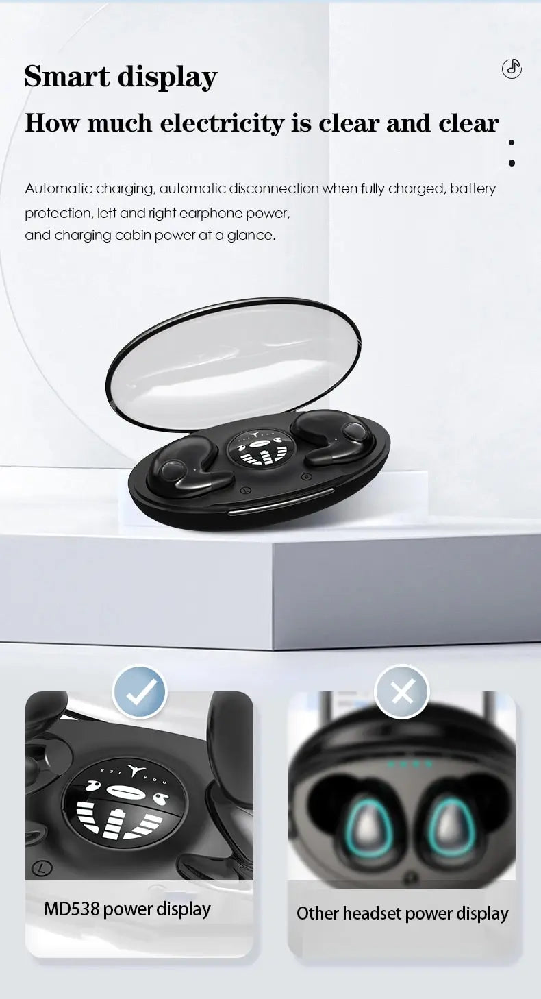 Invisible Sleep Wireless Earphone TWS Bluetooth 5.3 Headphones Hidden Earbuds IPX5 Waterproof Noise Reduction Sports Headset - Universal Market
