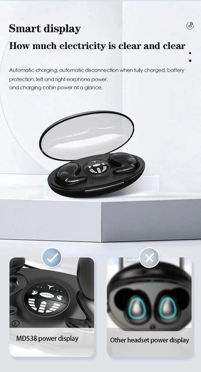 Invisible Sleep Wireless Earphone TWS Bluetooth 5.3 Headphones Hidden Earbuds IPX5 Waterproof Noise Reduction Sports Headset - Universal Market