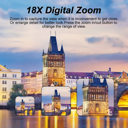 Ourlife Digital Photography Camera 4K 64MP 18X Digital Zoom Compact Camera 180° Flip Screen Vintage Video Recorder for Beginners - Universal Market