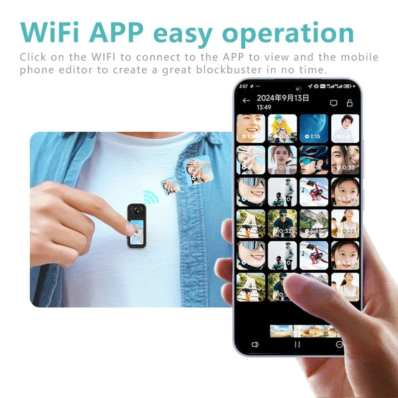 Thumb Mini Camera 2.7K HD 180° Rotatable WiFi Sports DV Cycling Recorder Magnetic Outdoor Action Camera Bicycle Small Camcorders