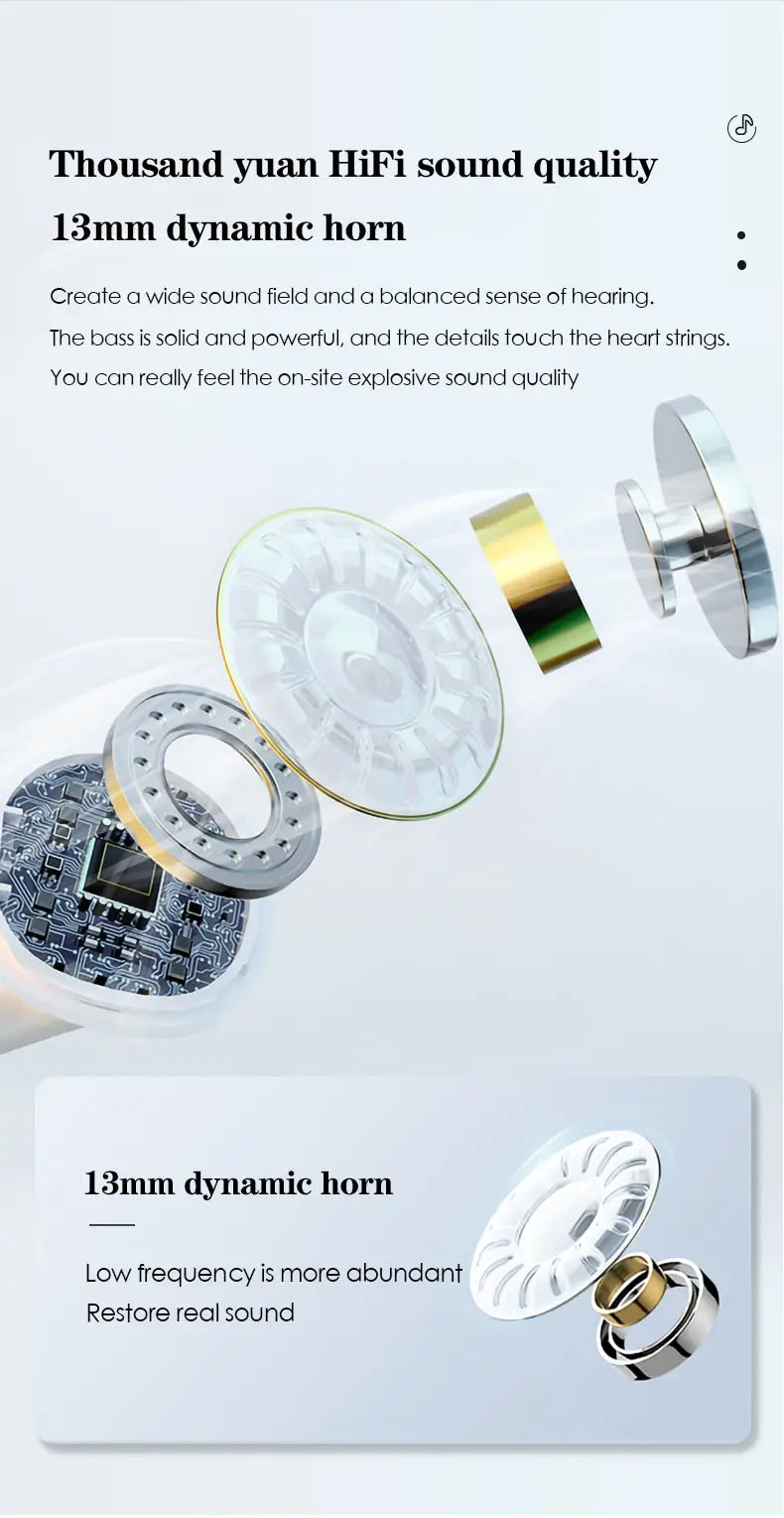 Invisible Sleep Wireless Earphone TWS Bluetooth 5.3 Headphones Hidden Earbuds IPX5 Waterproof Noise Reduction Sports Headset - Universal Market