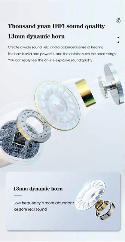 Invisible Sleep Wireless Earphone TWS Bluetooth 5.3 Headphones Hidden Earbuds IPX5 Waterproof Noise Reduction Sports Headset - Universal Market