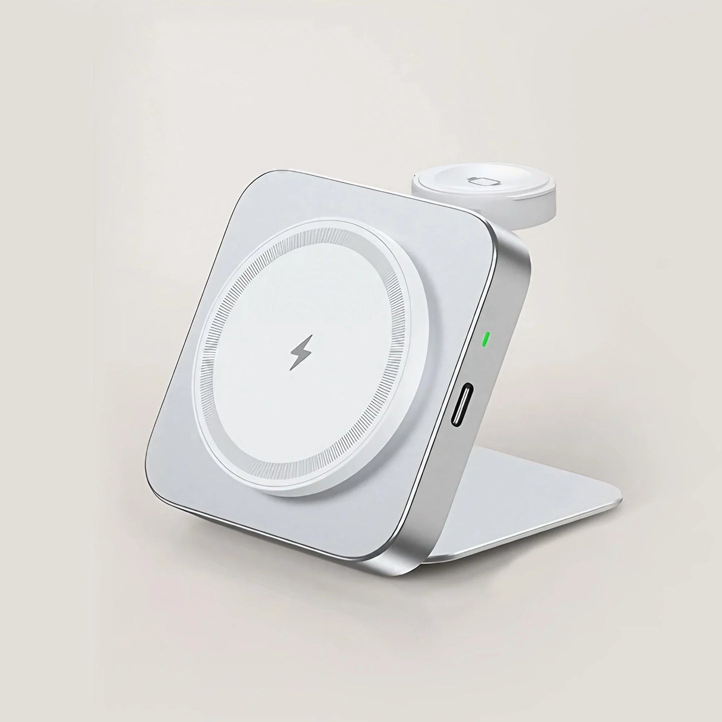 15W Fast Wireless Charger Magnetic 2 in 1 Foldable Wireless Charging Station Fast Charging Phone Stand Portable Aluminum Magneti