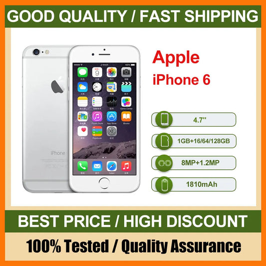 Original Used Apple iPhone 6 Unlocked 4G Mobile Phone Face ID 4.7" 16/64/128GB ROM 8MP IOS NFC Camera Dual-core  Smartphones