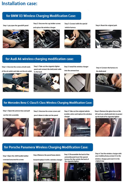 Car Wireless Mobile Phone Charger Center Console Storage QI 18W iPhone fast charge for Porsche Cayenne E3 2019–2025