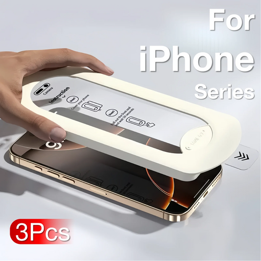3Pcs For Apple iPhone 16 16e 15 14 13 12 11 XR XS Pro Max PLUS Screen Protector Toughened Glass Phone With Install Kit