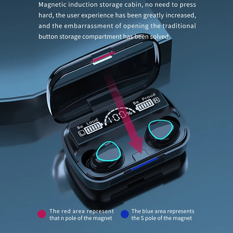 TWS M10 Wireless Bluetooth Headset with Charge Box for Phone Noise Cancelling Mic Earbuds LED Display Headphones Sport Earphones - Universal Market