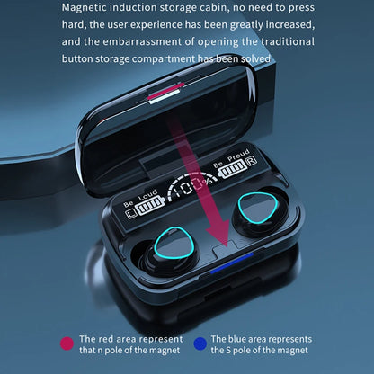 TWS M10 Wireless Bluetooth Headset with Charge Box for Phone Noise Cancelling Mic Earbuds LED Display Headphones Sport Earphones - Universal Market