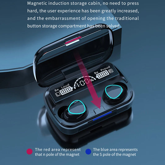 TWS M10 Wireless Bluetooth Headset with Charge Box for Phone Noise Cancelling Mic Earbuds LED Display Headphones Sport Earphones - Universal Market