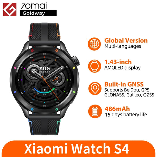 Global Version Xiaomi Watch S4 SmartWatch 1.43" AMOLED Display Wireless Charge Blood Oxygen Bluetooth Phone Call GPS Mi Watches