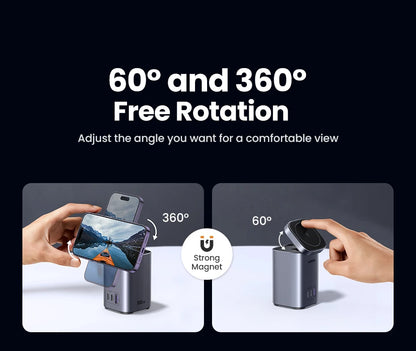 UGREEN GaN 100W Desktop Charger MFi Magnetic Wireless Charger for iPhone 17 16 15 Fast Charger Power Station for Laptop Notebook