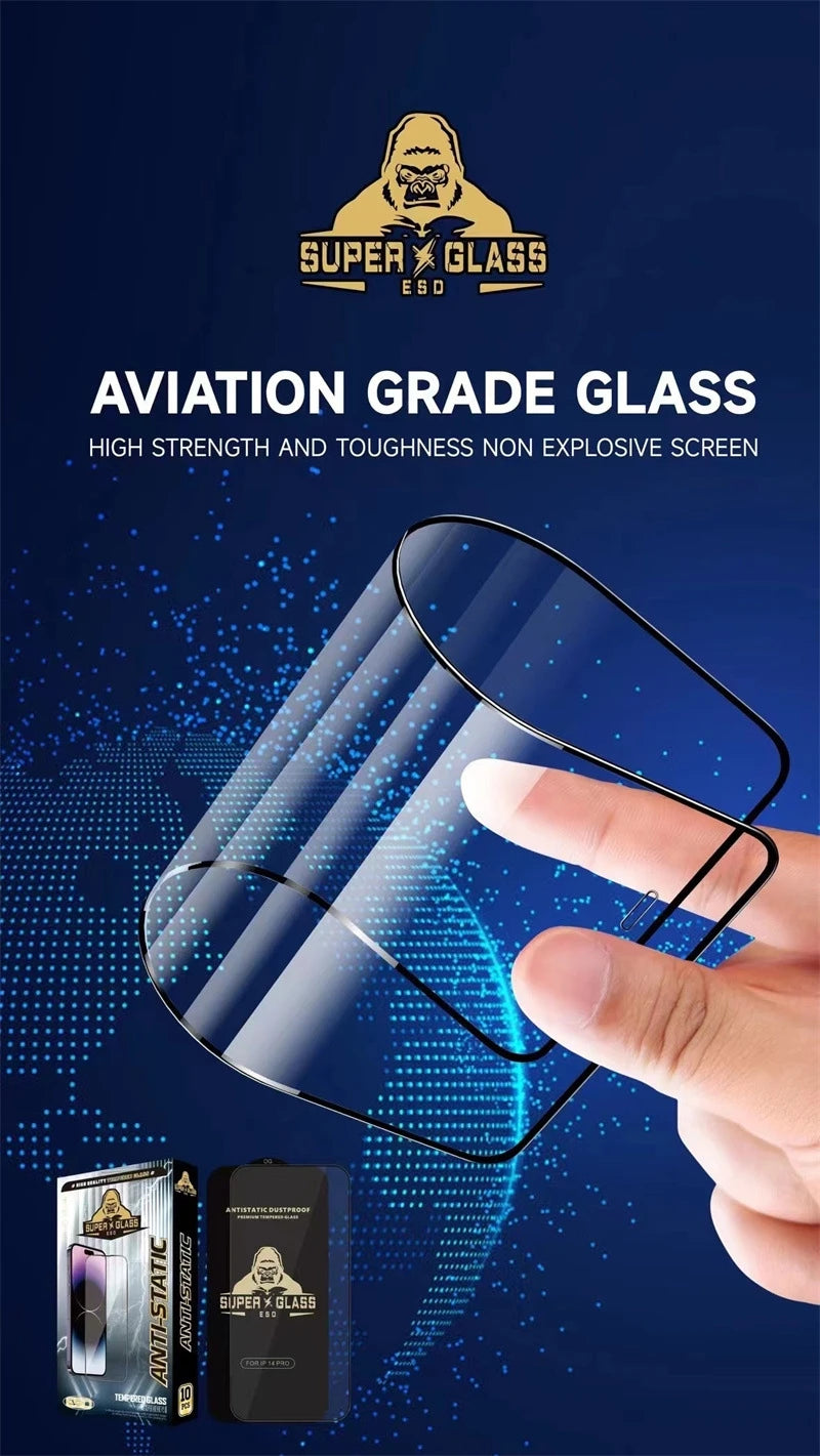 Gorilla Anti-Burst Tempered Glass For iPhone 15 Pro 14 13 12 11 Pro Max Screen Protector iPhone X XR XS Max Protection Film