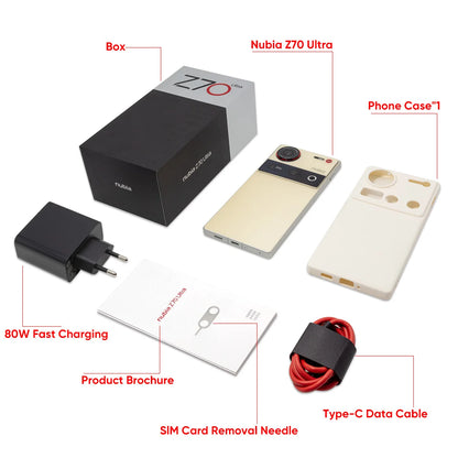 Global Version Nubia Z70 Ultra NX733J 5G Smartphone Snapdragon 8 Elite 6.85" 144Hz AMOLED Display 6150mAh 80W Fast Charge IP69