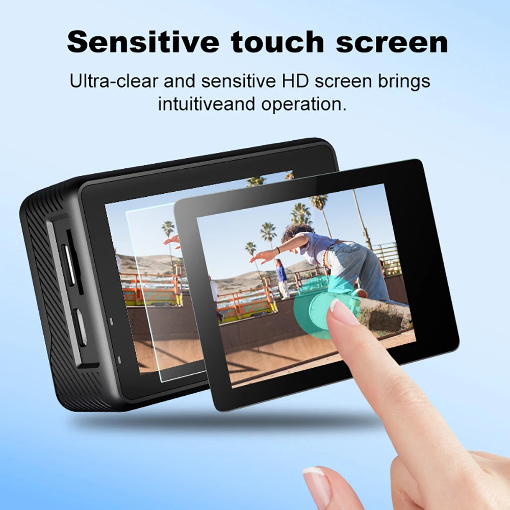G9SE Action Camera 5K30fps 4K60fps 50MP 2.0 Touch LCD EIS DVR Webcam Dual Screen Wi-Fi 170D Waterproof 30M 5X Zoom Sports Camera