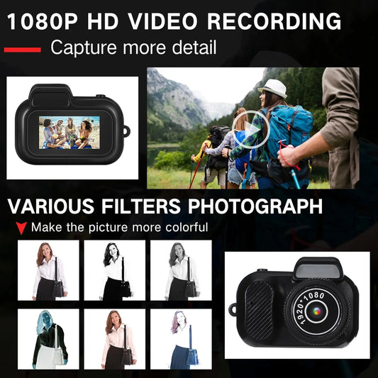 Mini Keychain Camera1080P 2MP Mini Body Camera, Portable Micro Video Camcorder with 0.96inch Display for Kids Students Travel