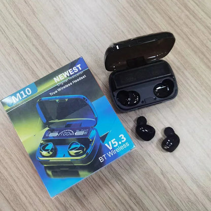 TWS M10 Wireless Bluetooth Headset with Charge Box for Phone Noise Cancelling Mic Earbuds LED Display Headphones Sport Earphones - Universal Market