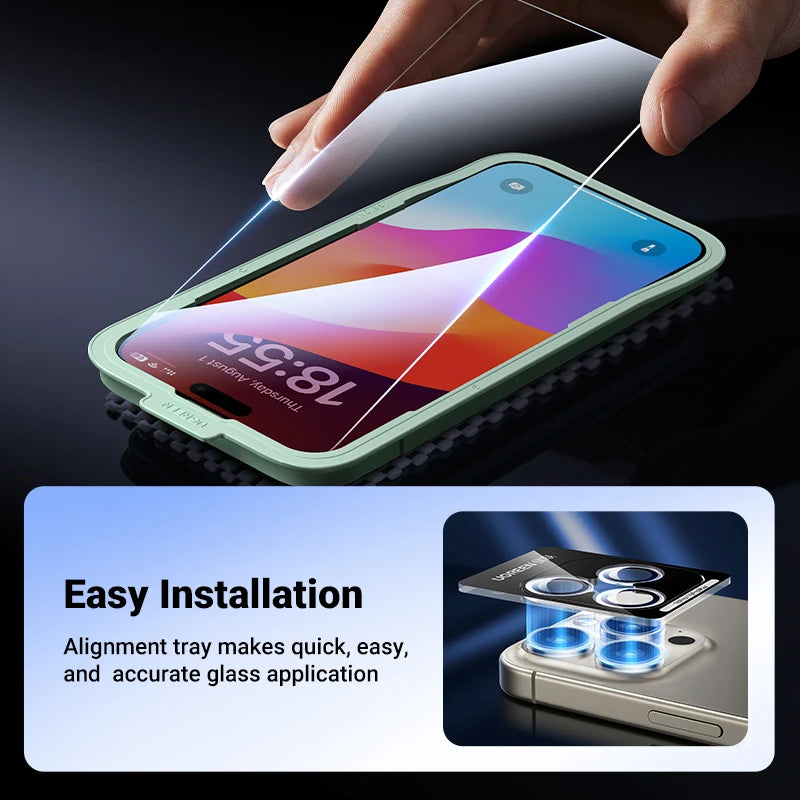 UGREEN Screen Protector For iPhone 16 Pro Full Cover Tempered Glass For iPhone 16 Plus Pro Max Camera Lens Protectors
