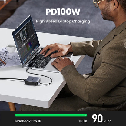 UGREEN 100W GaN Charger Desktop Laptop Fast Charger 4 in 1 Adapter For iPhone 17 16 15 14 Pro Max Phone Charger Xiaomi Samsung