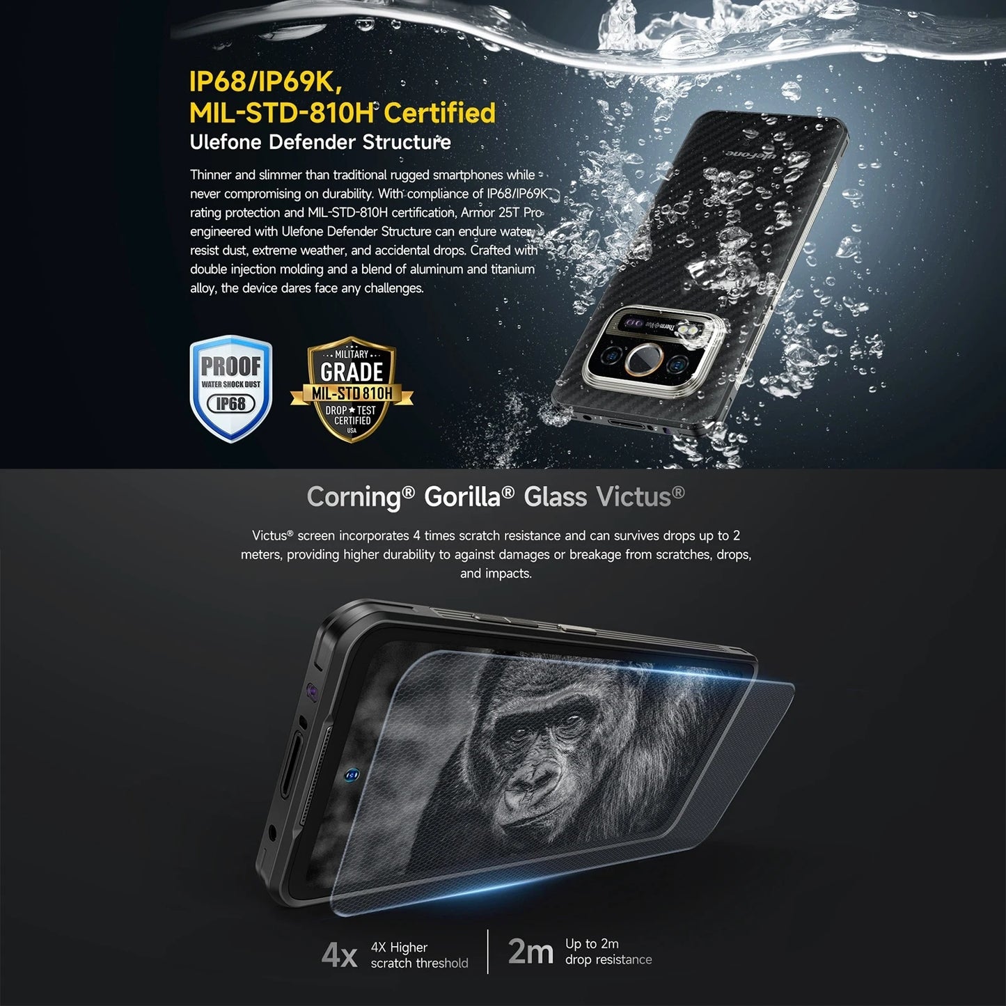 Ulefone Armor 25T Pro 5G Rugged Smartphone Thermal Imaging Android 14 Waterproof 6.78'' 33W 50MP+64MP 6GB+256GB 6500mAh NFC