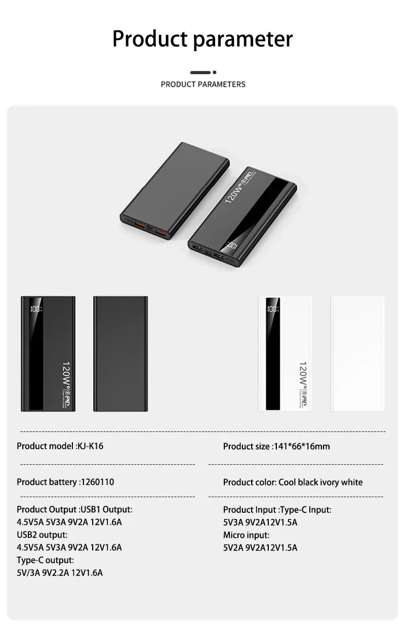 Xiaomi 200000mAh Power Bank 120W Super Fast Charge External Battery High Capacity Digital Display Charger For Iphone 16 Samsung