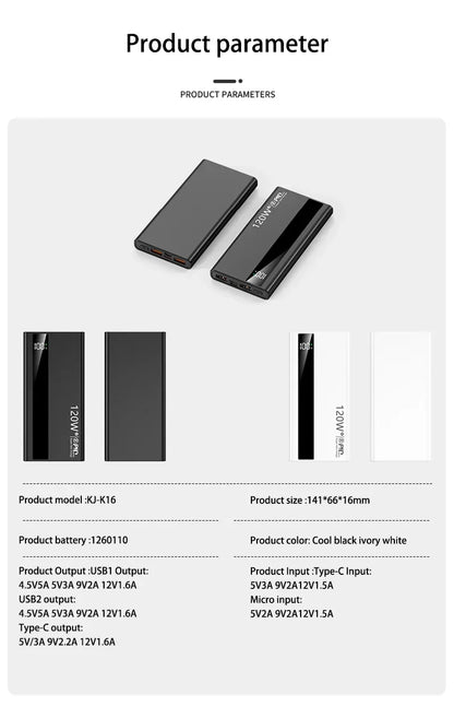 Xiaomi 200000mAh Power Bank 120W Super Fast Charge External Battery High Capacity Digital Display Charger For Iphone 16 Samsung