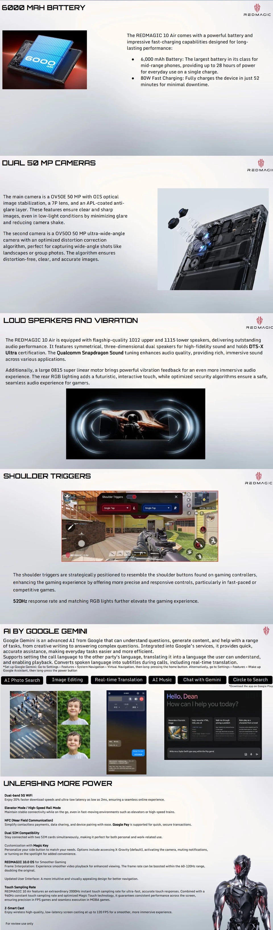 Global Version RedMagic 10 Air Gaming Phone Lightweight design 6.8" Snapdragon 8 Gen3 6000mAh 80W Charge 50MP NFC