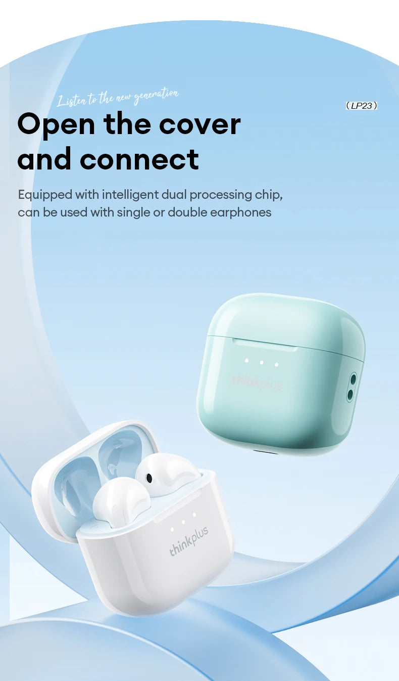 Choice Lenovo LP23 Bluetooth 5.4 Earphones HiFi Music Headset Wireless TWS Headphones Noise Reduction Sport Gaming Headphones - Universal Market