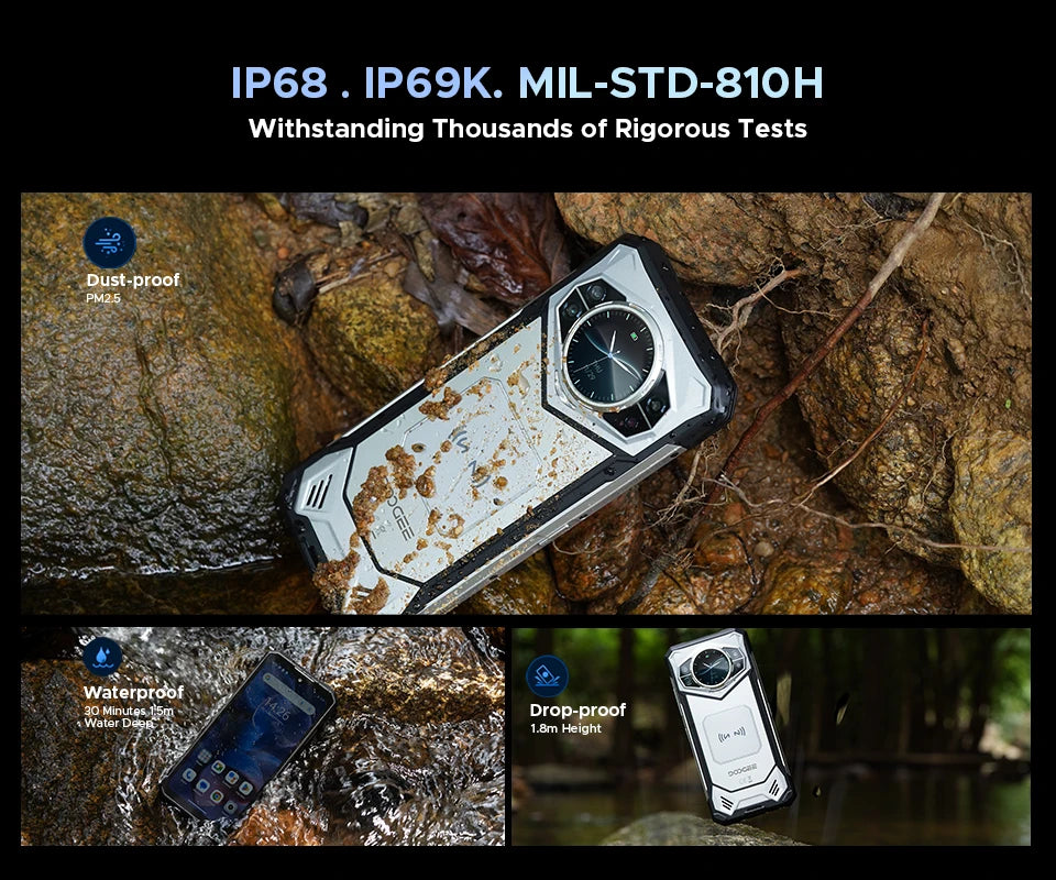 Global Version DOOGEE S200 5G Rugged Phone 12GB +256GB 6.72" Display 100MP AI Main Camera 10100mAh Mobilephone Android 14 NFC