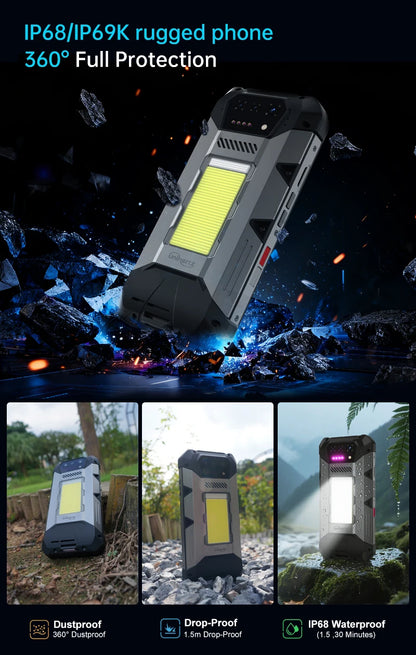Unihertz 8849 Hike Smartphone Android 14 With 200 Meter Flashlight LED 23800mAh 24GB 512GB Dual Speaker Helio G200 IP68/IP69K 4G