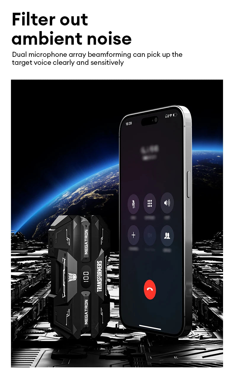 Choice TRANSFORMERS TF-T51 Bluetooth 5.4 TWS Earphones Low Latency Gaming Earbuds Long Endurance HiFi Music Headphones With mic - Universal Market