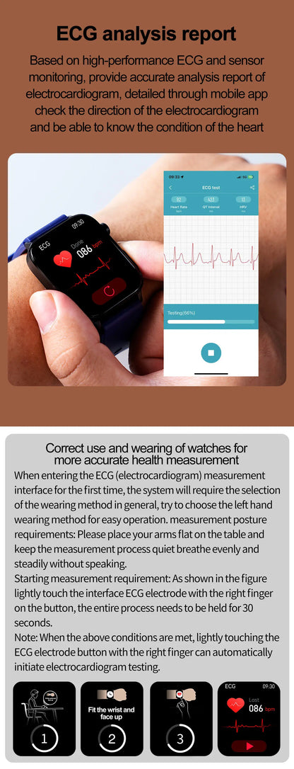 AI Diagnostic Detector Smart Watch Women Blood Lipid and Uric Acid Body Composition Test Women Menstrual Health Tracker 2025 New