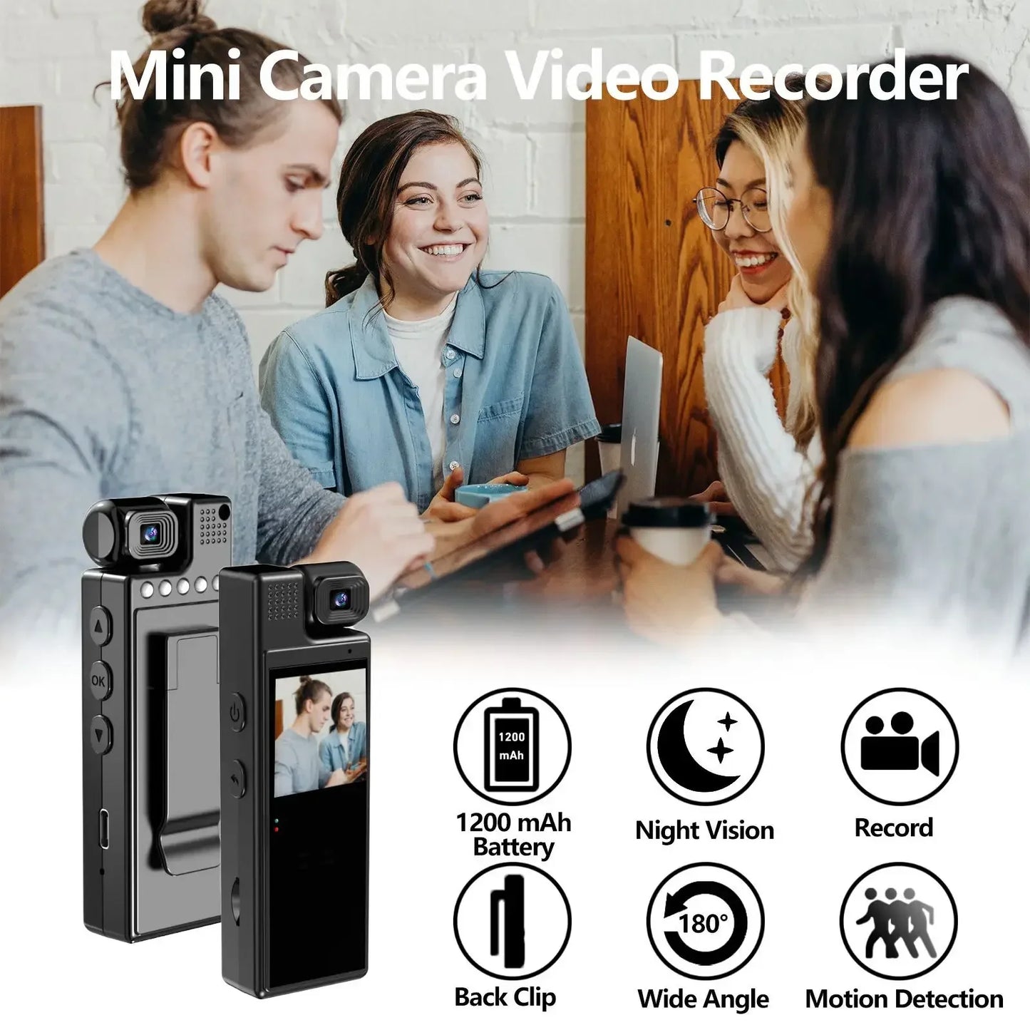 VIVO 8K HD Mini Action Camera Wifi Back Clip 180° Rotatable IR Night Vision Sports Cam Travel Bicycle Driver Video Recorder