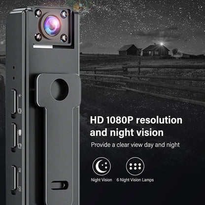 Mini Camera HD 1080P Micro Recorder Wide Angle Bodycam Worn Police Cam Snapshot Loop Recording Camcorder 180° Rotating - Universal Market