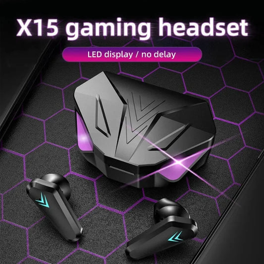 X15 TWS Gaming Earbuds Wireless Bluetooth Earphones With Mic Bass Audio Sound Positioning 9D Stereo Music HiFi Headset For Gamer - Universal Market
