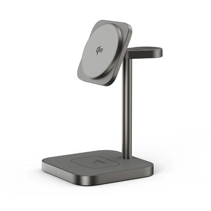 LULULOOK Qi2 3 in 1 Wireless Charging Station,Aluminum 15W Fast Mag-Safe Charger Stand for iPhone 17 16 15 14,5W for Apple Watch