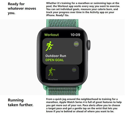 100% Original Apple Watch Series 4 Smartwatch 40MM/44MM GPS Aluminum with Sport Band (Renewed)