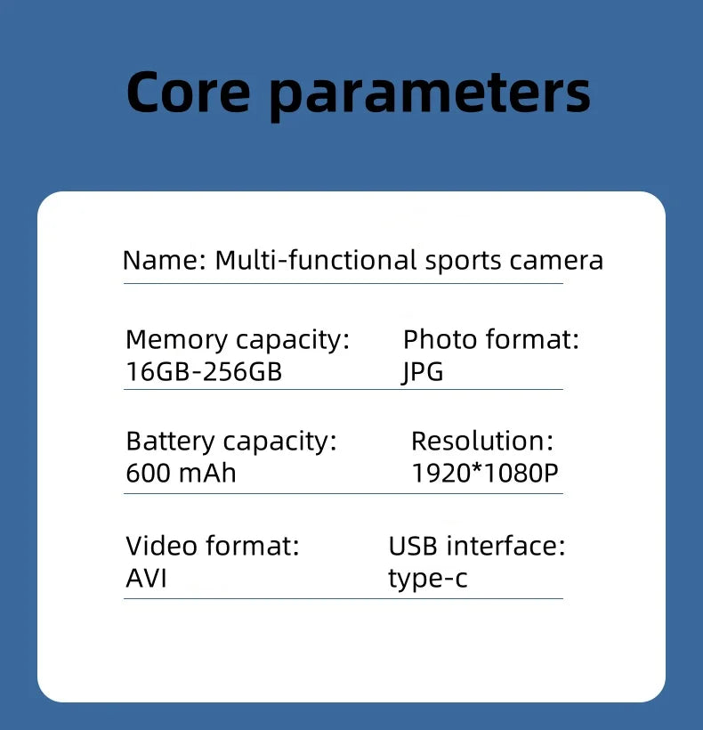 1080P HD Outdoor Sports Camera Anti-shake Waterproof WiFi Action Camera Long Battery Life Hands-Free 120° Wide-angle 1080P