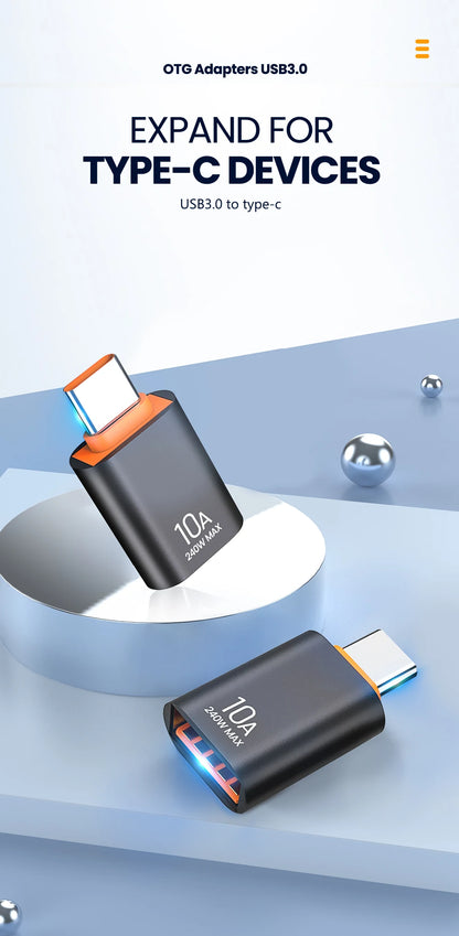 Olaf 10A OTG USB 3.0 To Type C Adapter TypeC Female to USB Male Converter Fast Charging Data Transfer For Macbook Xiaomi Samsung