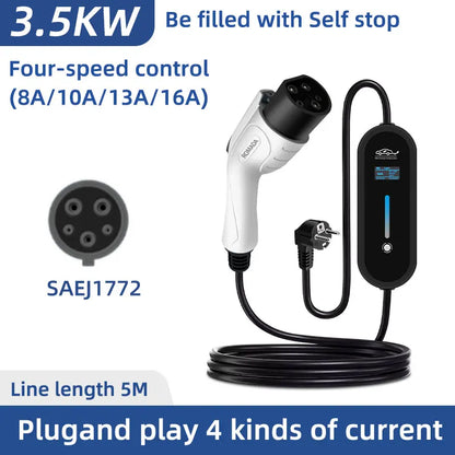 ROMADA 3.5KW 16A EV Portable Charger 3M 5M 10M 15M 20M Cable Type2 IEC62196 EVSE Wallbox Adapter EU Plug For Electric Vehicle